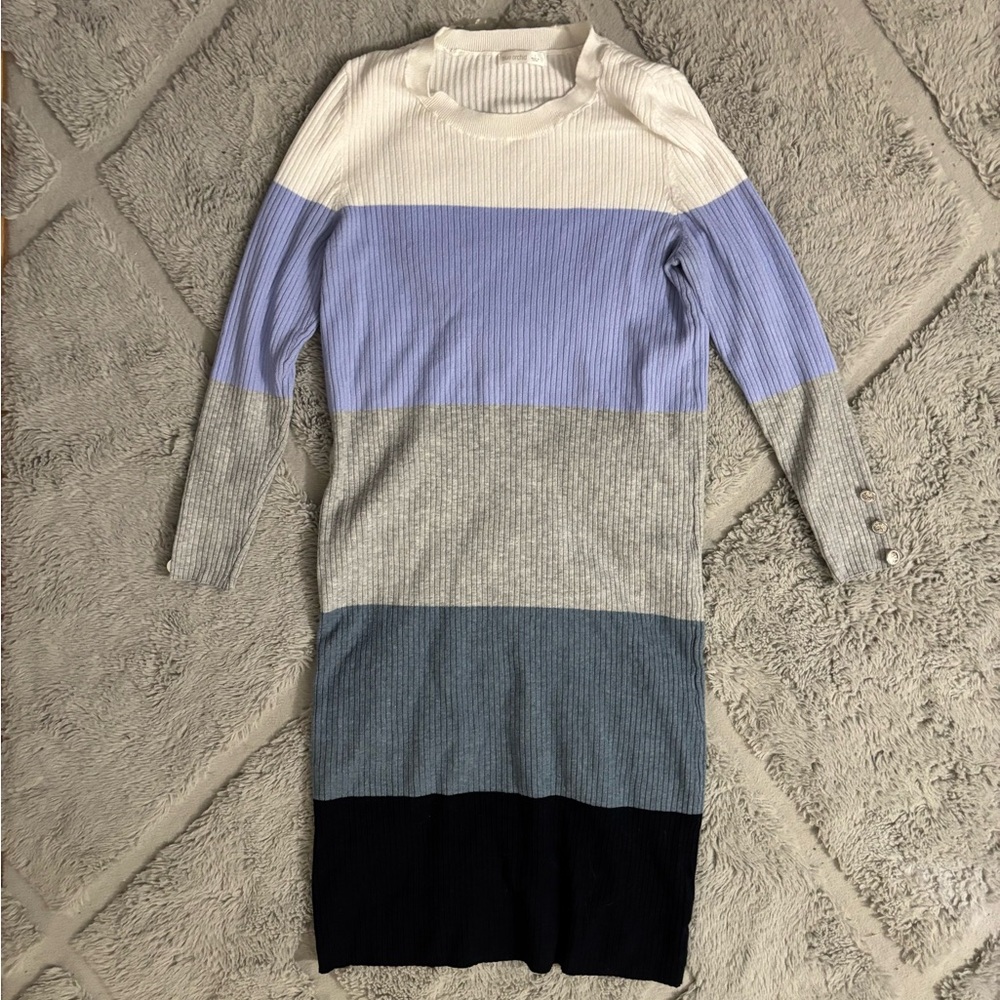 Blue Orchid Colorblock Ribbed Knit Sweater Dress